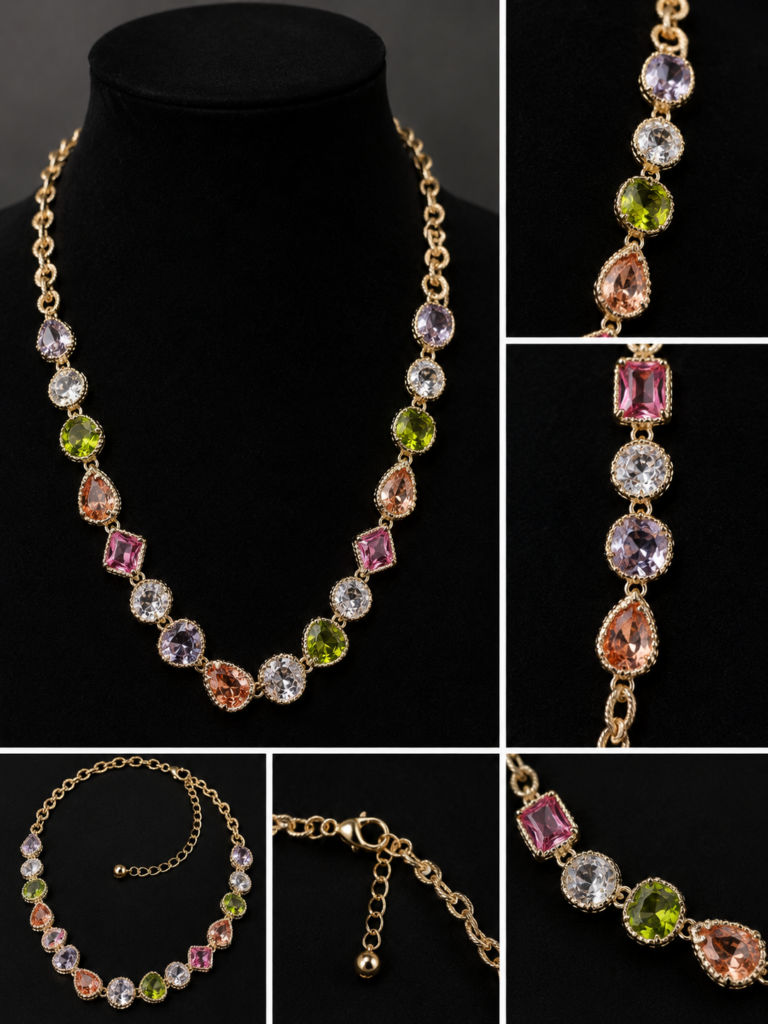 Multicolor Crystal Tennis Necklace