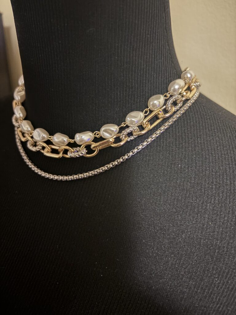 Layered Pearl & Chain Statement Choker